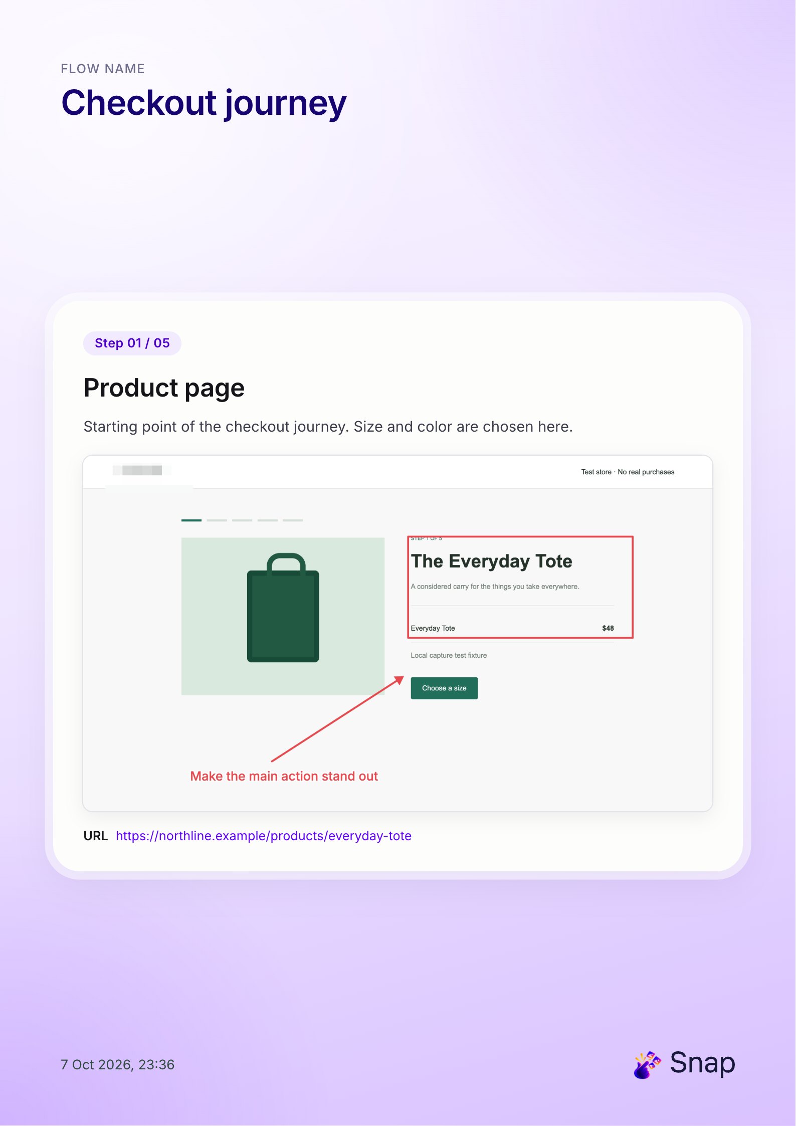 An exported Snap PDF page containing a screenshot and step context